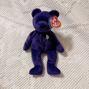 TY beanie baby Cuddly Purple Stuffed Animal Teddy Bear